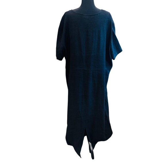 Studio Ease Black 100% Linen Maxi Dress Plus Sz 24W Cottage Lagenlook Sustainabl - Picture 4 of 10